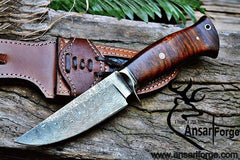 Damascus steel handmade hunting knife skinner