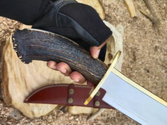 Custom Handmade D2 Steel Stag Handle Bowie Knife