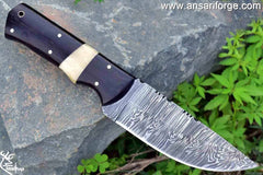 Handmade Hunting and Camping Bushcraft Knife Damascus Steel 10 Inches EDC Fixed Blade Knife with Leather Sheath