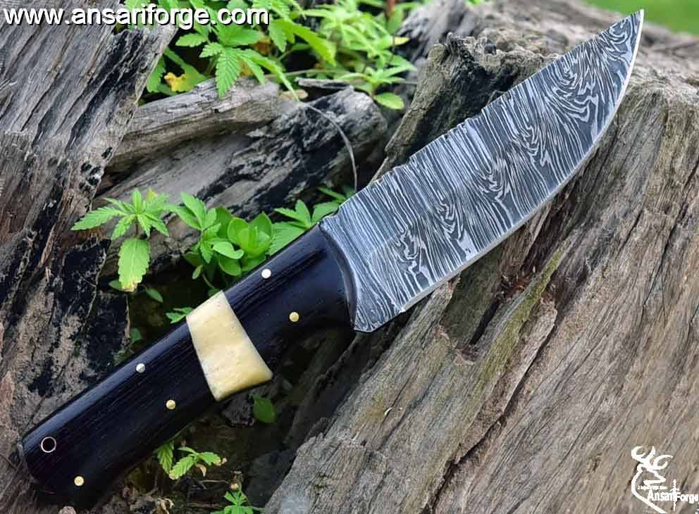 Handmade Hunting and Camping Bushcraft Knife Damascus Steel 10 Inches EDC Fixed Blade Knife with Leather Sheath