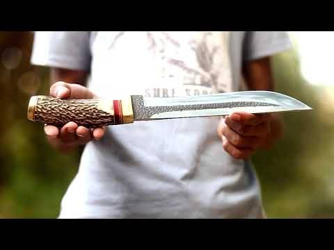 12 Inch Fixed Blade Custom Forged Bowie Knife With Antler Handle & Leather Sheath By Ansari Forge