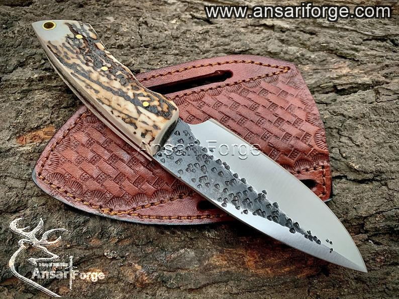 curved stag handle 8" Fixed Blade Knife SS 7018 Details about   Steel Stag Leather Sheath 
