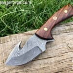 Gut hook knife - Damascus hunting knife with sheath | Ansari Forge