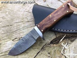 Best knife Damascus hunting skinning knife with leather sheath Best EDC 7.0 inches | Ansari Forge