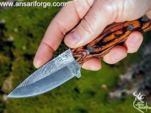 Bush craft Damascus knives for men suitable for  hunting gift deer skinning field dressing and every day carry , tactical , survival , camping  knife with sheath .