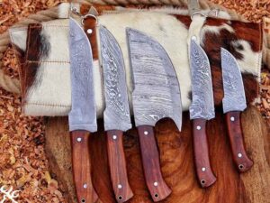 Serbian Chef Knife Handmade Damascus Steel Chef Knife, Kitchen Knife  Damascus Cleaver Outdoor Damascus Knife Anniversary Gift Exotic Wood 