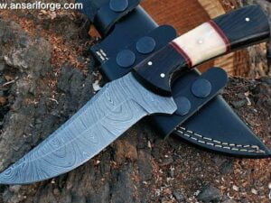 Handmade Damascus steel hunting knife with leather sheath custom knife tactical survival knives