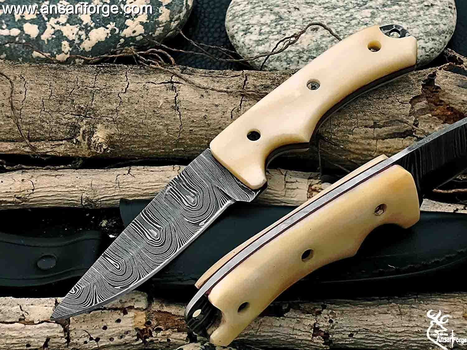 Buy Camel Bone Handle Damascus Knife