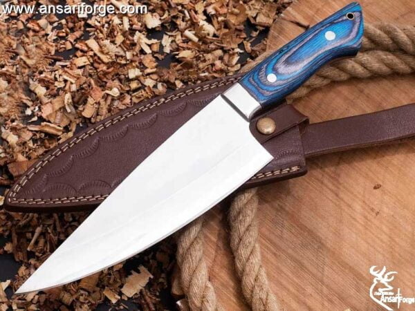 Handmade 440c Stainless steel 8 inches chef knife with leather sheath