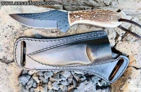 Handmade High Carbon 1095 Steel Fixed Blade Hunting Knife 9.0 Inches Stag Handle Knife With Leather Sheath
