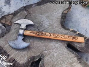 Handmade Damascus Steel Hunting Axe/Hatchet with Rose Wood Handle, Double Headed Axe