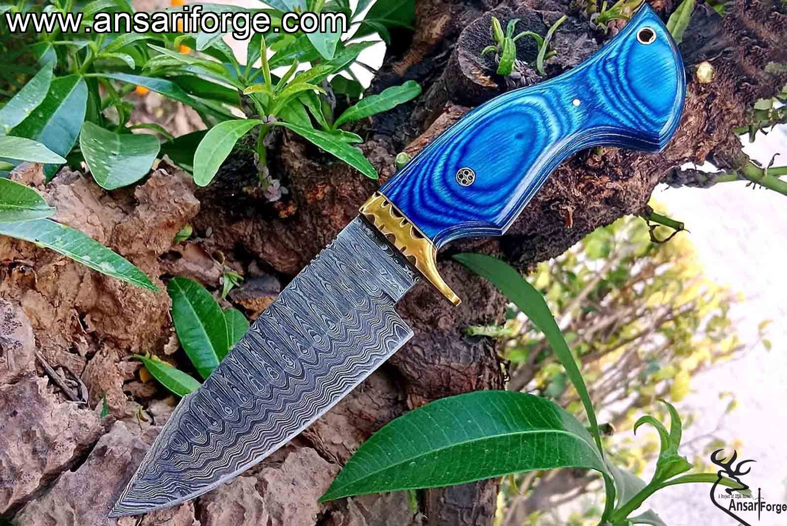 Handmade Damascus Steel 13.00 Inches Bowie Knife - turquoise stone & Bone  Handle