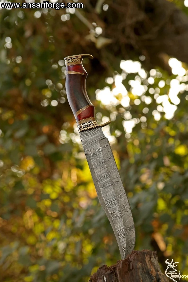 Fancy Damascus Bowie Knife Custom Handmade Damascus Steel Knife