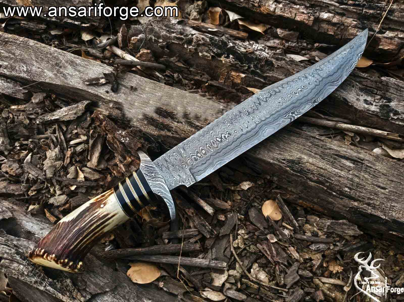 Stag Horn Damascus Knife - Morf Steel – MORF STEEL