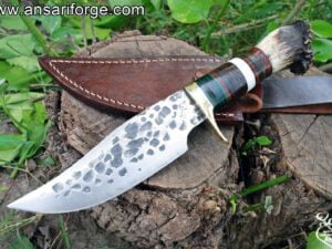 Custom Hammer forged D2 steel hunting knife - stag antler handle survival EDC , Tactical knives with sheath for men