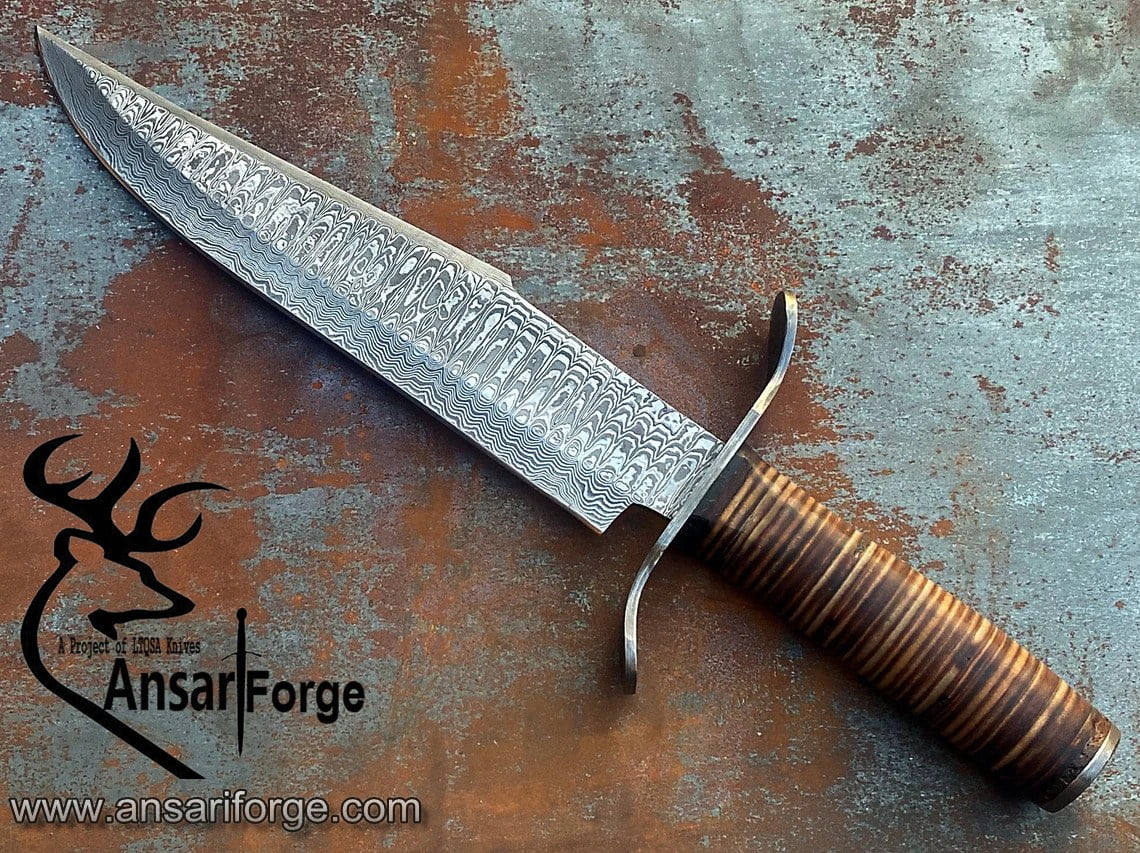 Damascus steel bowie knife forging process 