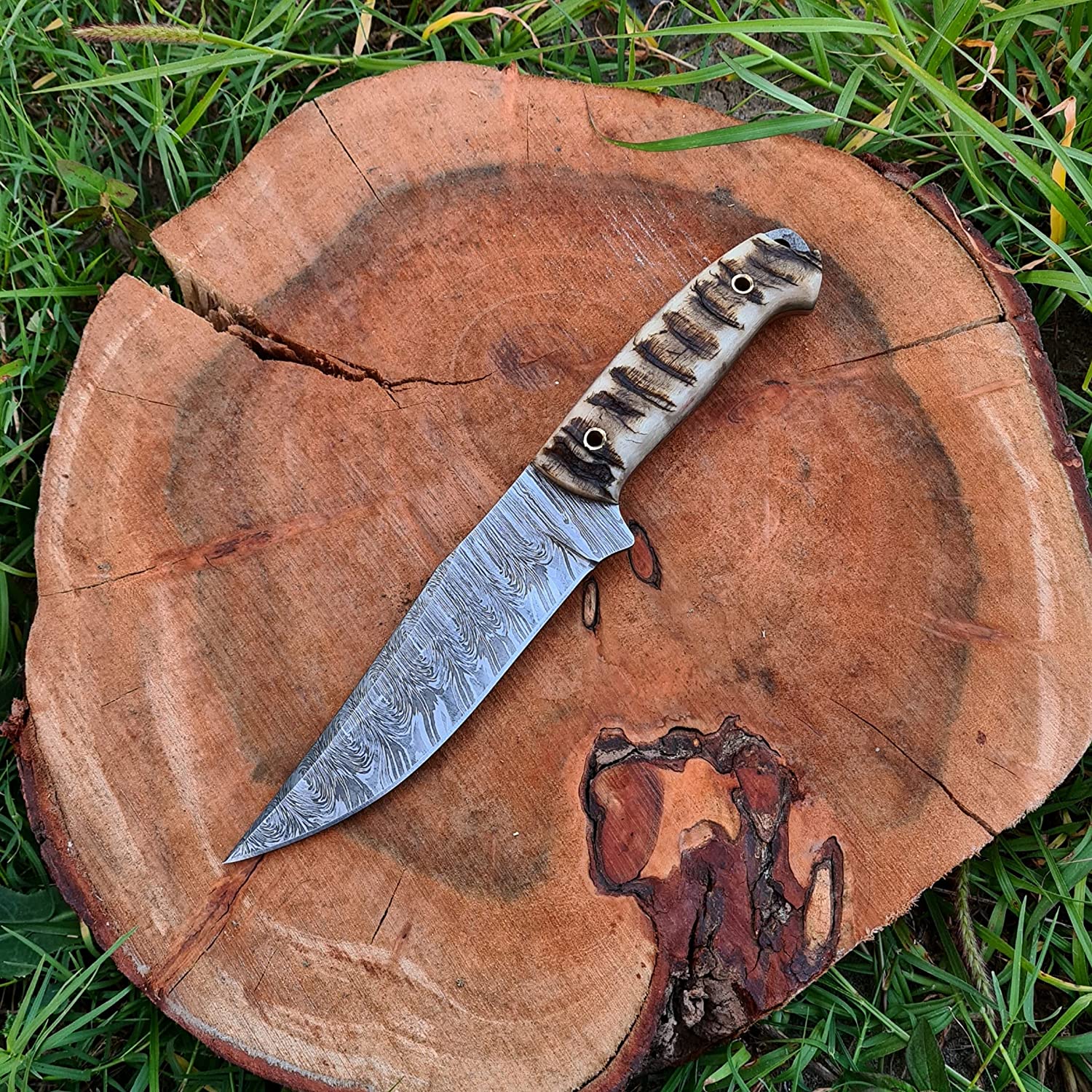 REAL DAMASCUS Bushcraft Knife Chestnut Handle-150 Layers-blacksmith Made  Camping Knife Damascus Steel Knife damascus Hunting Knife No:15 