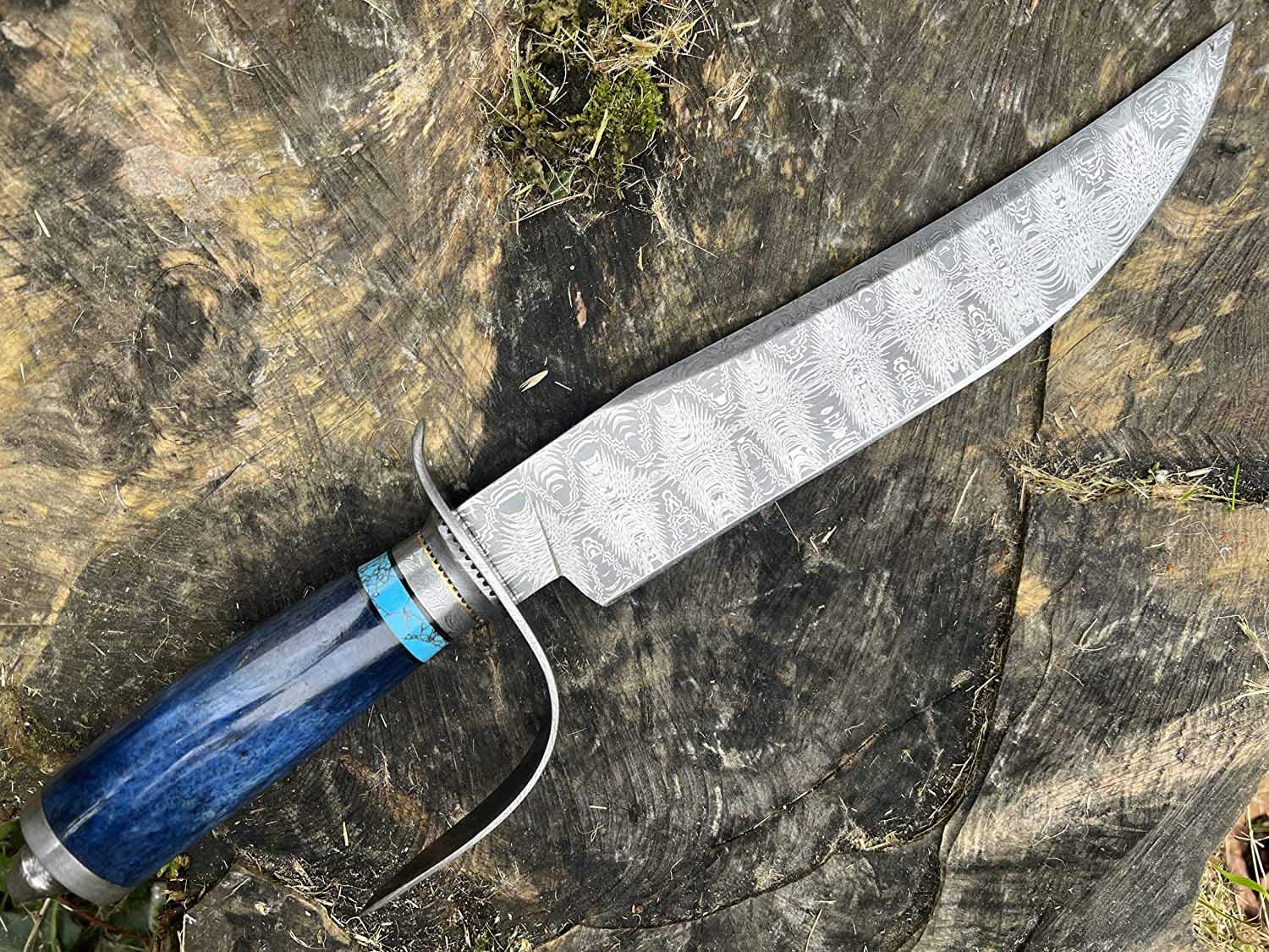 mosaic Damascus knife blade (forged mosaic Damascus steel). Bowie-style :  r/Blacksmith