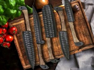 Kitchen/ Chef Knife Set With Leather Roll Kit, 5 Pieces Set ,wenge Wood  Handle, Collectible Knife, Gift for Him, Birthday Gift for Him Her 